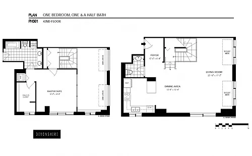 Floor plan 1 Bed_1 Bath Penthouse-ph301