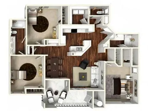 Floor plan 3 Bedroom, 2.5 Bathroom