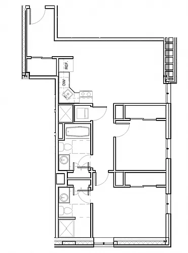 Floor plan 2 Bed 2 Bath 201-601