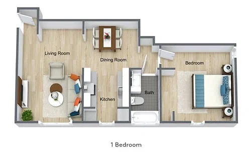 Floor plan One Bedroom, One Bathroom