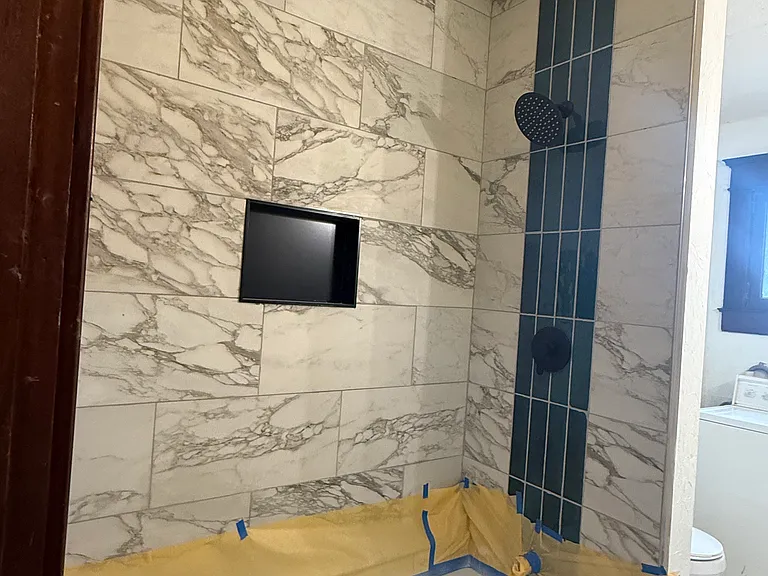 Fully renovated bathroom, finishing touches being applied now
