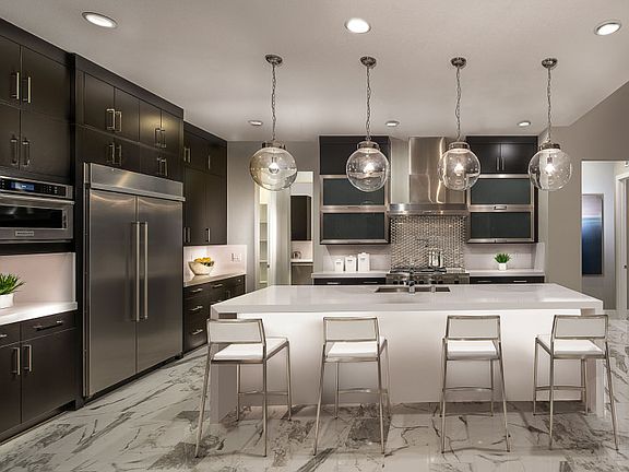 Kitchen with Waterfall Island