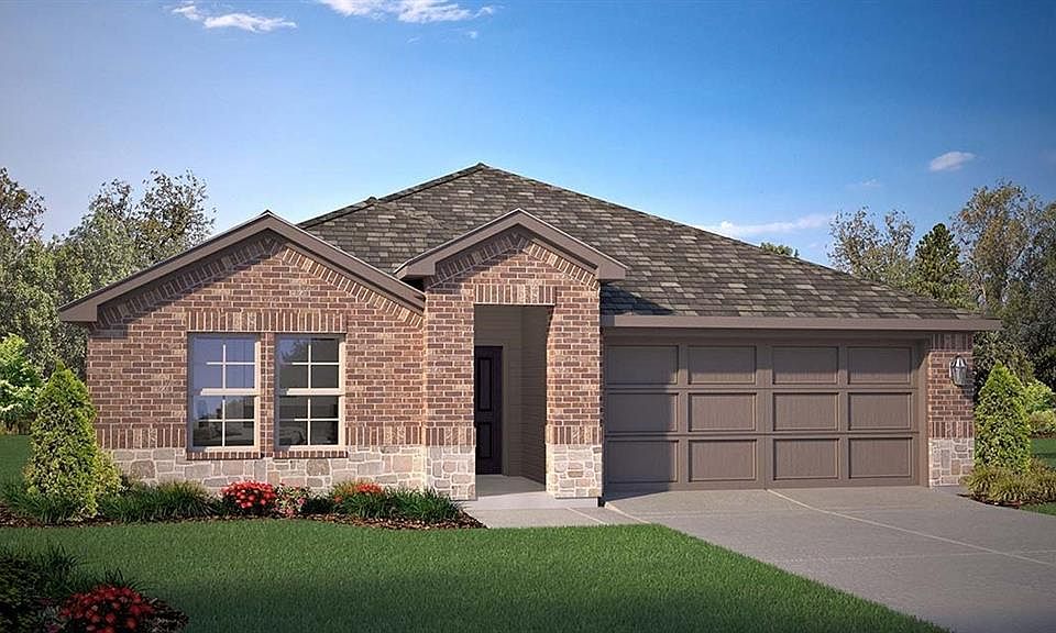 Front Elevation - D.R. Horton''s Texas Cali Floorplan - Elevation B - All Home and community information, including pricing, included features, terms, availability and amenities, are subject to change at any time without notice or obligation. All Drawings, pictures, photographs, video, square footages, floor plans, elevations, features, colors and sizes are approximate for illustration purposes only and will vary from the homes as built.