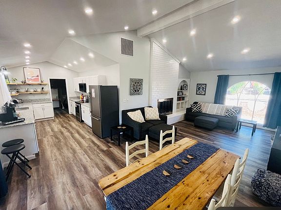 Open dining and living area