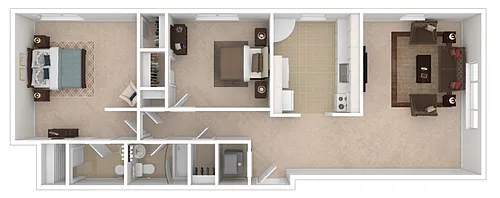 Floor plan Park East 2 Bedroom 1.5 Bath
