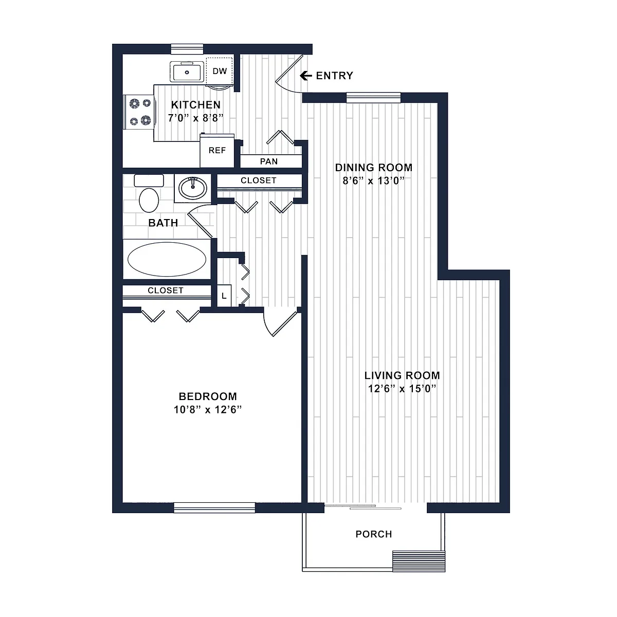 Floor plan 1 Bedroom 1 Bath