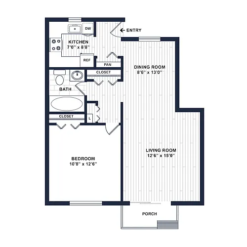 Floor plan 1 Bedroom 1 Bath