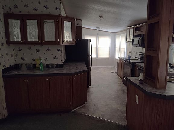 View of kitchen from the dining area/living room.