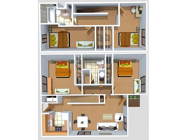 Floor plan 4-bed town home at Summer Pointe