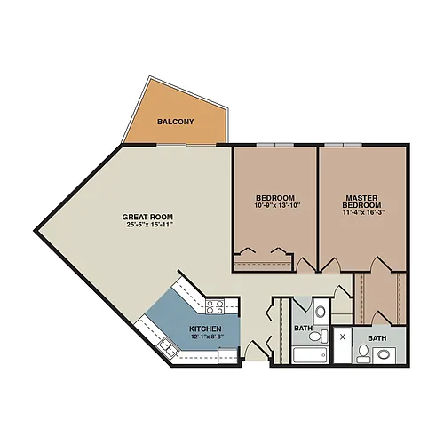 Floor plan 2C - 2 Bedroom Large