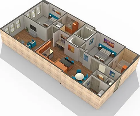 2 BR x 2 BA - B Floorplan 2 BR x 2 BA - B Floorplan