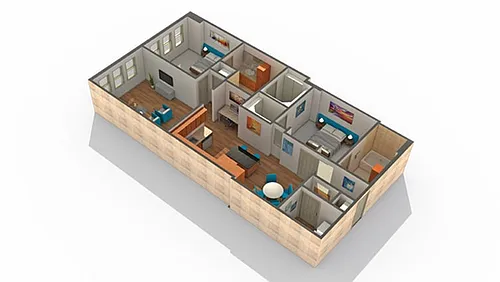 Floor plan 2 BR x 2 BA - B