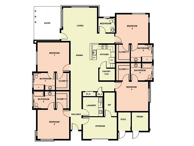 Floor plan 4 Bedroom/4 Bathroom