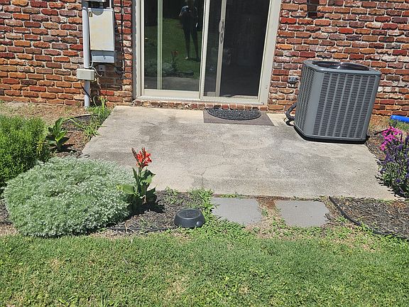 View of back patio door
outside looking in