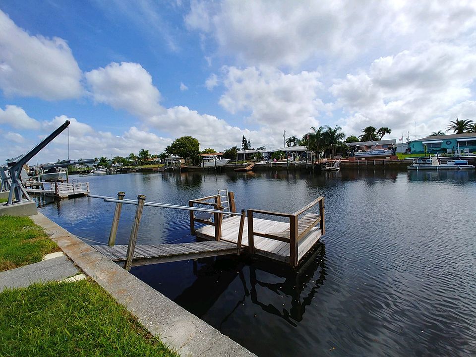 Backyard view of canal. 