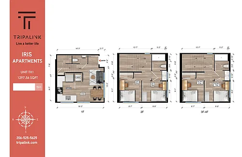 Floor plan 6 Bed 3.5 Bath - 1297 sqft