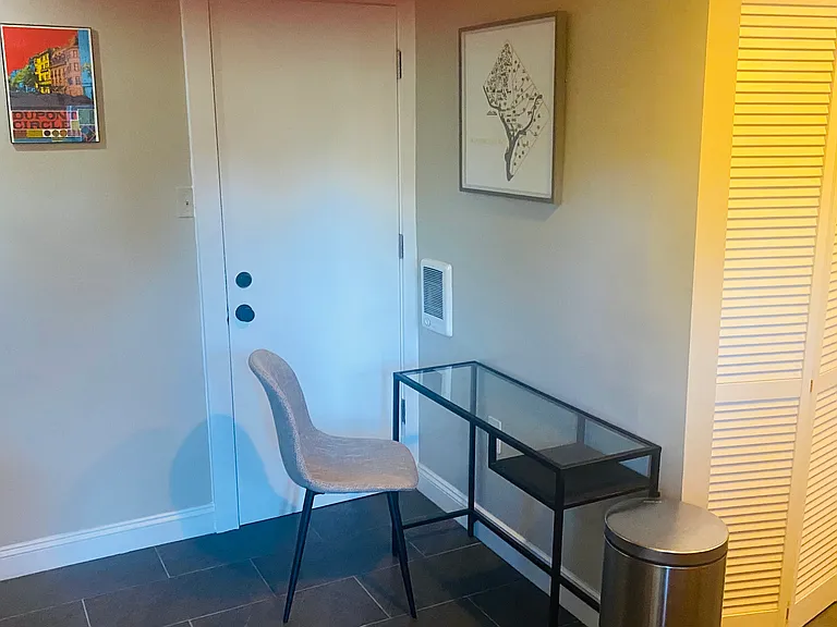 Small desk in kitchen area