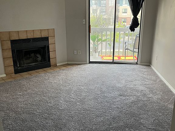 living room with fire place