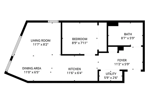 Floor plan One Bedroom One Bath