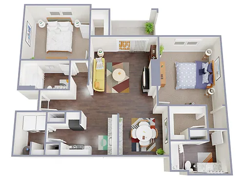 Floor plan 2 Bed, 2 Bath E