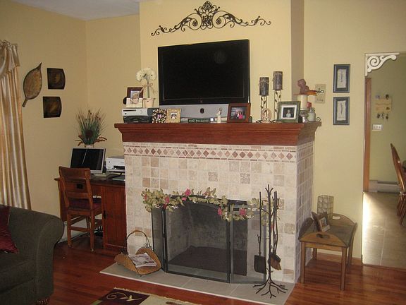 Tumbled Marble Fireplace