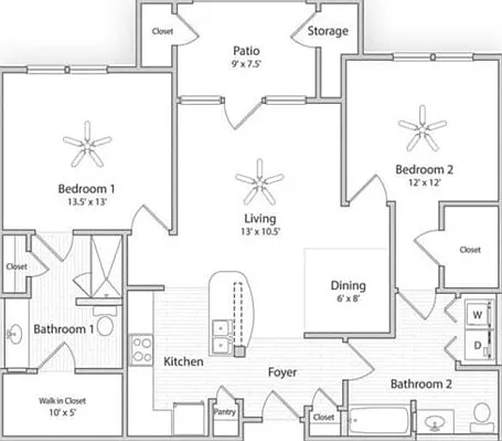AFWC1 | 2x2 | 1157 sq ft AFWC1 | 2x2 | 1157 sq ft