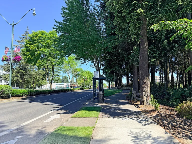 Easy access to public transit with a nearby bus stop.