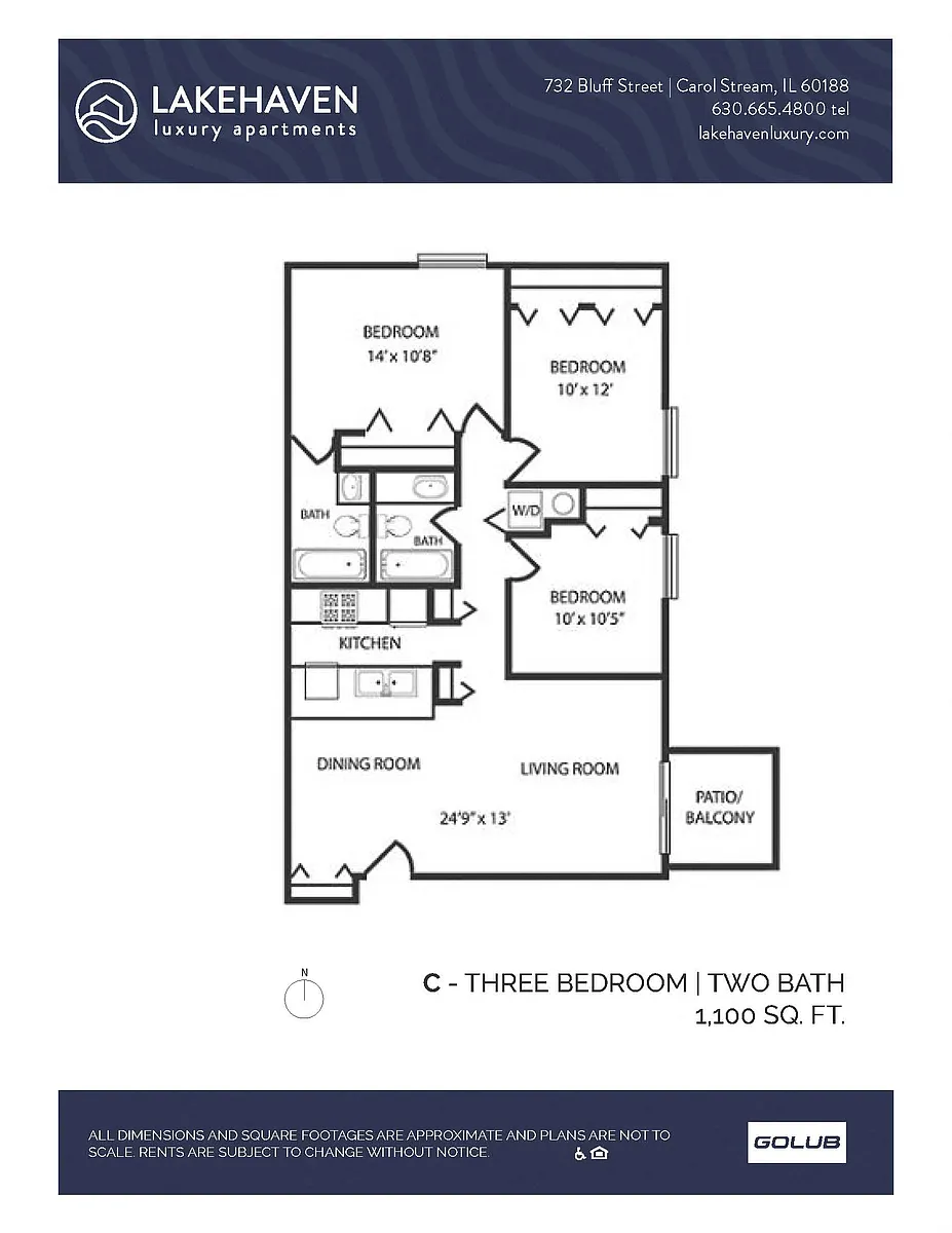 Floor plan 3 Bed 2 Bath (340c1) Classic