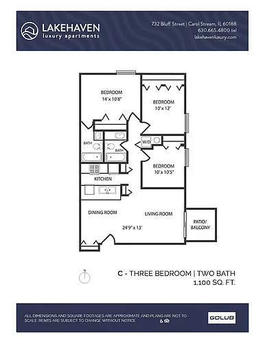 Floor plan 3 Bed 2 Bath (340c1) Classic