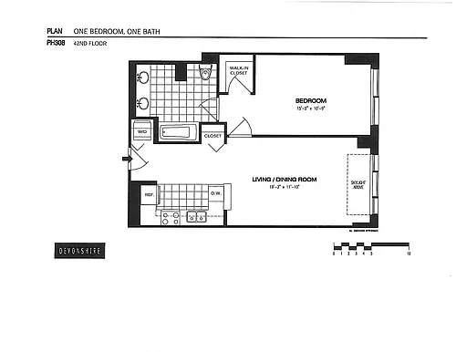 Floor plan 1 Bed_1 Bath Penthouse-ph308