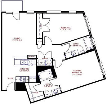 Floor plan Traditional 2x2 1063-1070 SF