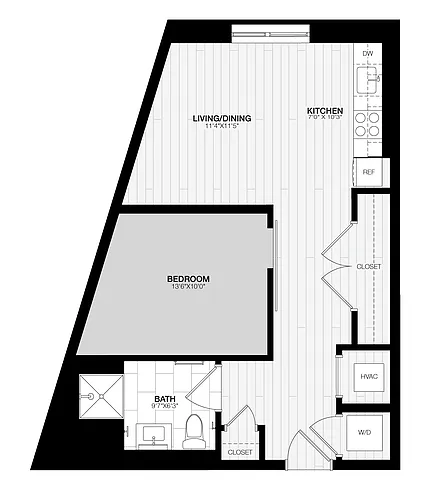 Floor plan 1 Bed/1 Bath JR-B4