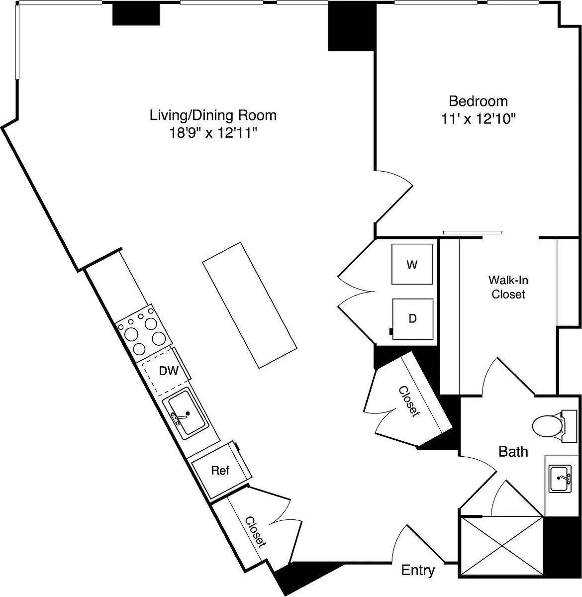 Floor plan 1 Bedroom B
