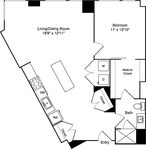 Floor plan 1 Bedroom B