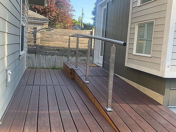 Back deck connecting homes 