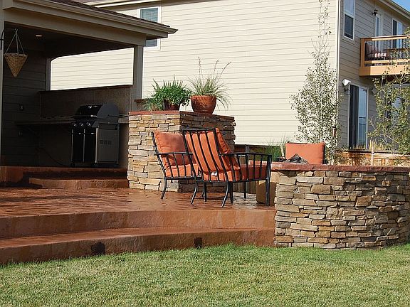 back yard & seating wall