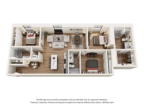 Floor plan Penthouse - 3 Bedroom with private outdoor space