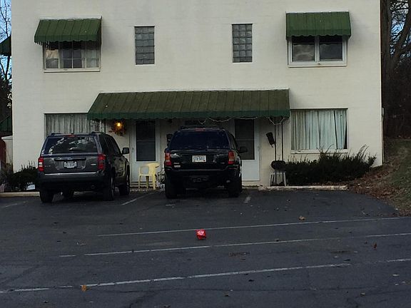 The front of the apartment building.
