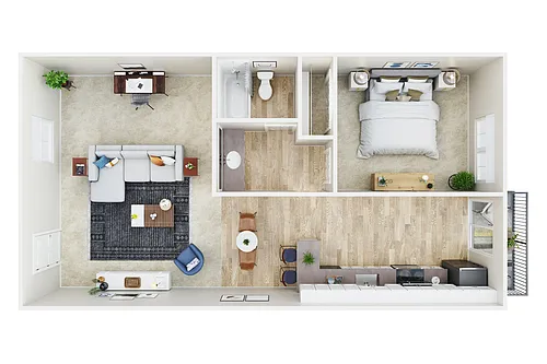 Floor plan 1 Bedroom 1 Bath