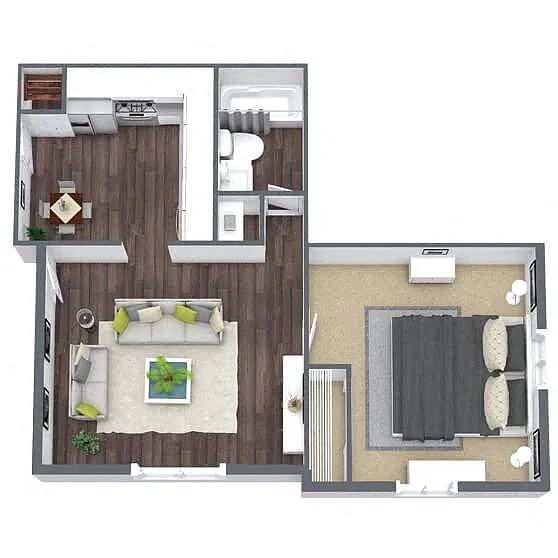 Floor plan A5: 1 Bed 1 Bath