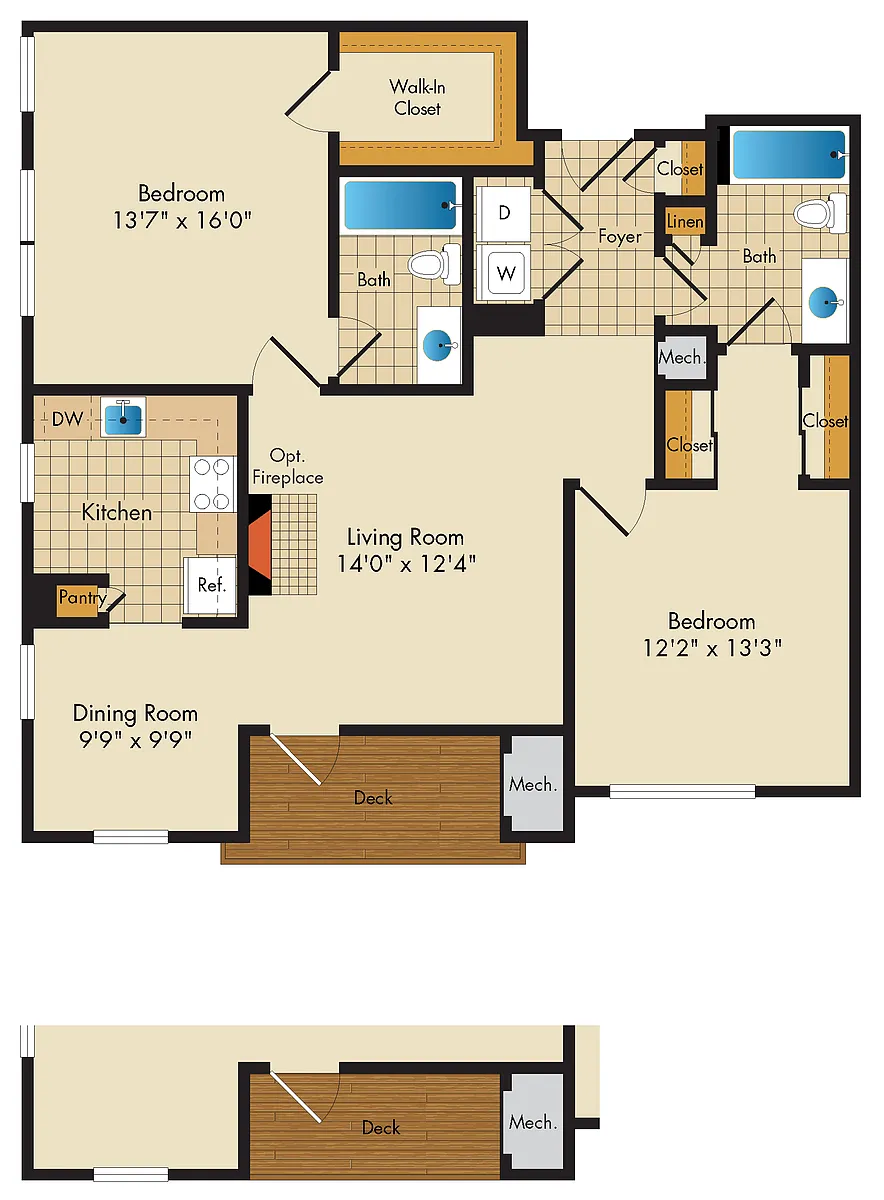 Floor plan 2 Bed 2 Bath