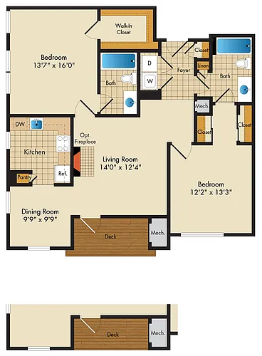 Floor plan 2 Bed 2 Bath