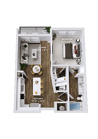 Floor plan 1 Bedroom, 1 Bath A1