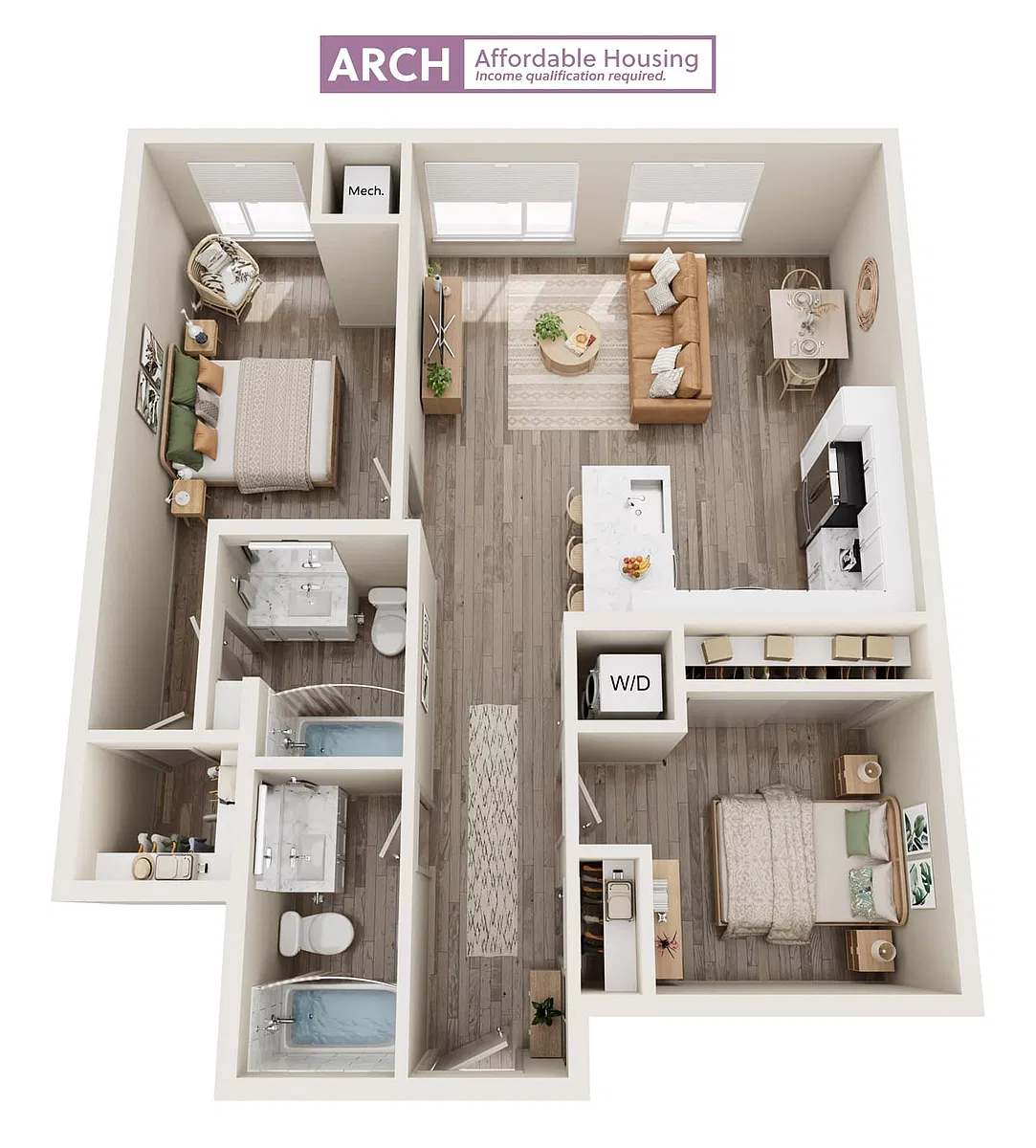 Floor plan B9 Affordable Urban Two Bedroom