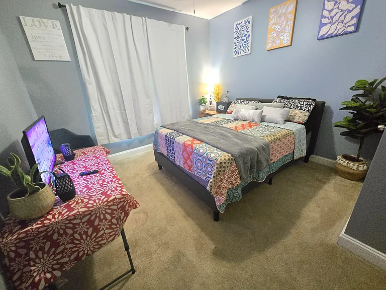 Bed linens are provided by the host