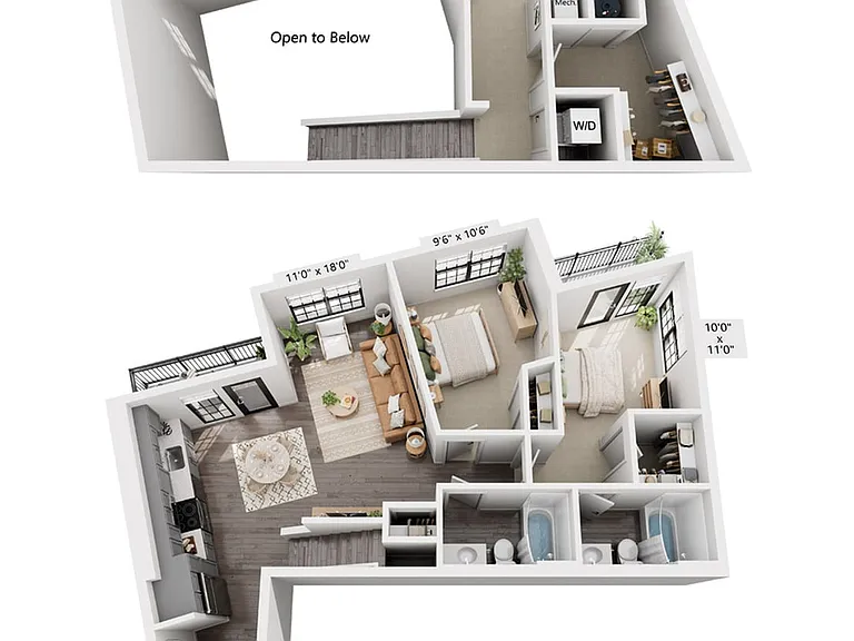 2-Bedroom 2-Bath w/ Loft | 1,348 sqft 2-Bedroom 2-Bath w/ Loft | 1,348 sqft