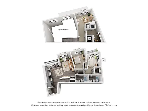 Floor plan 2-Bedroom 2-Bath w/ Loft | 1,348 sqft