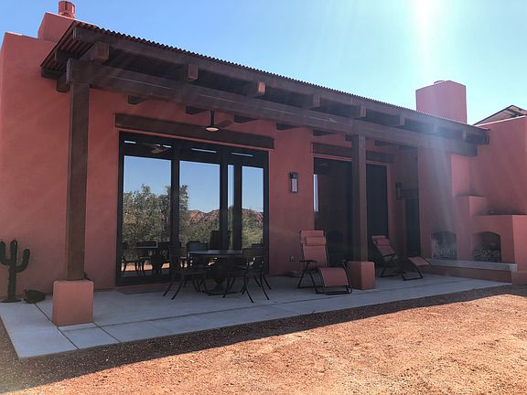 Back porch with fireplace