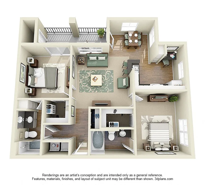 Floor plan 2 Bed 2 Bath Small