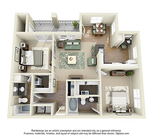 Floor plan 2 Bed 2 Bath Small